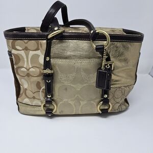 Coach Legacy Signature Multicolor Patchwork Tote/Sho and Brown Designer Tote Bag